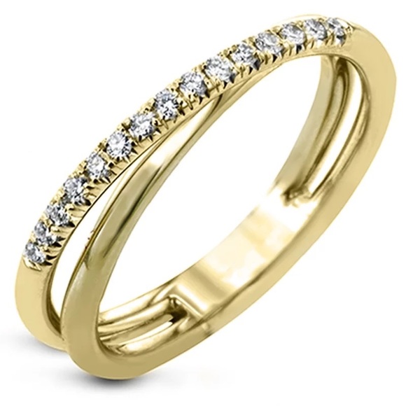 Jewelry - New Women’s Yellow Gold Plated Two line Cross Diamond Ring